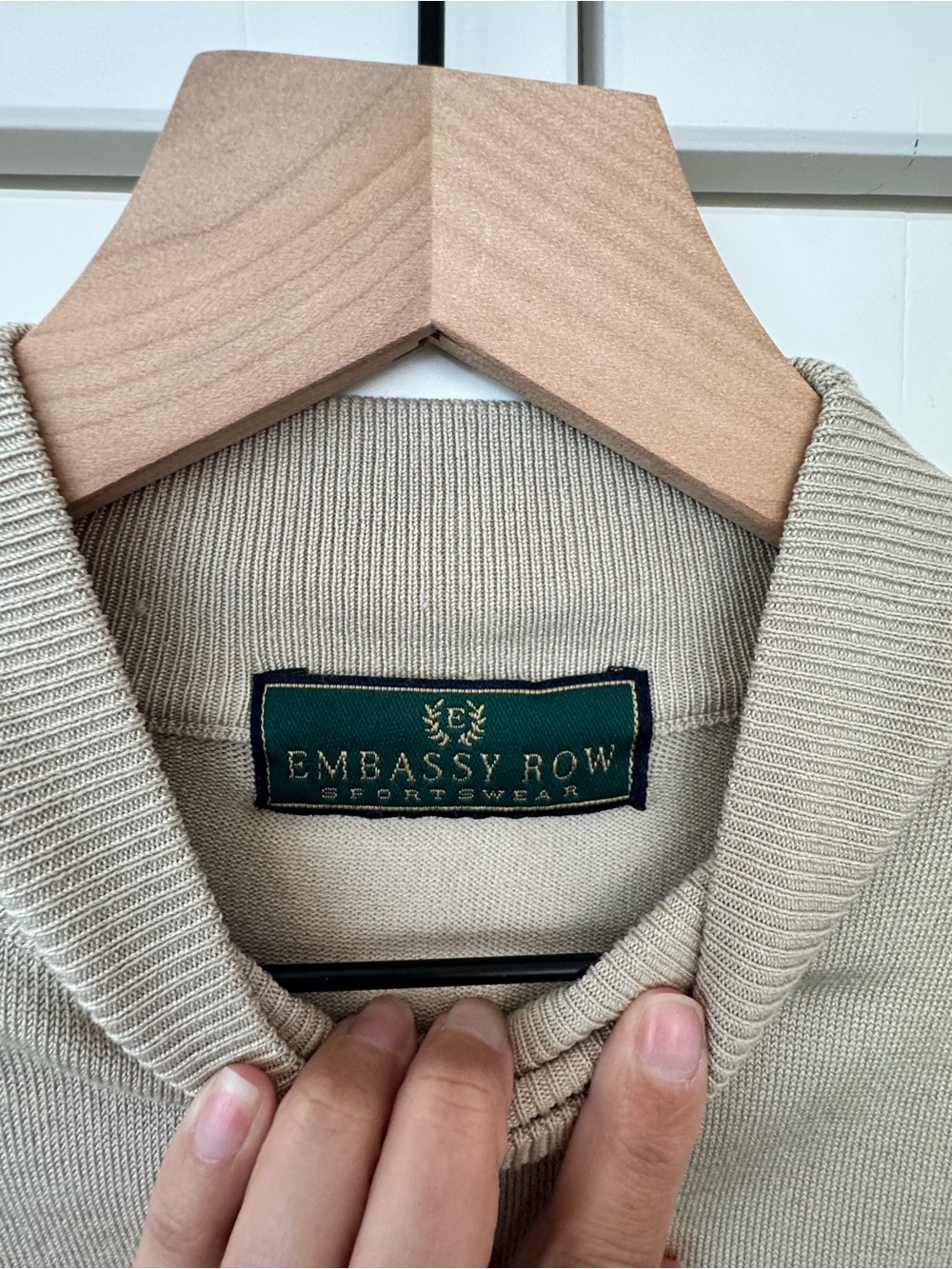 Embassy Row Short-Sleeve Mock Neck Sweater in Stone - Medium - Picture 2 of 5